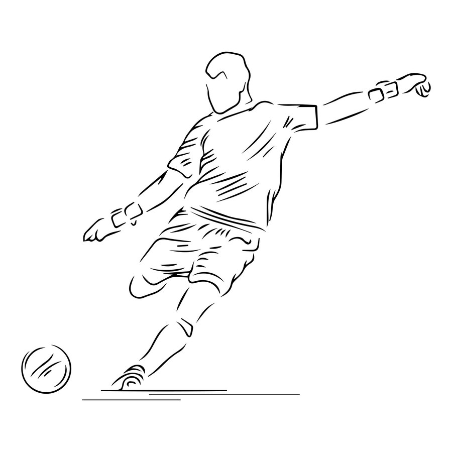 Ilustración de jugador rematando el balón